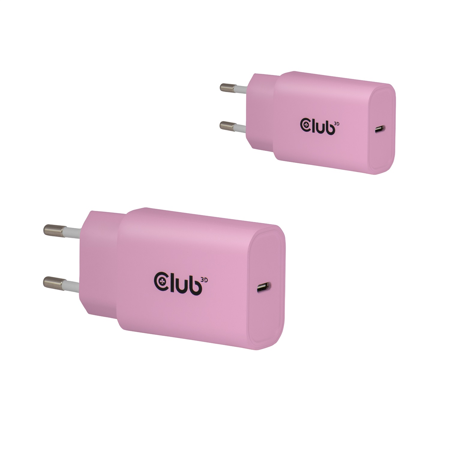 Club 3D CAC-3021 Caricatore USB-C 30W, 2 Pezzi, Rosa con Power Delivery 3.0