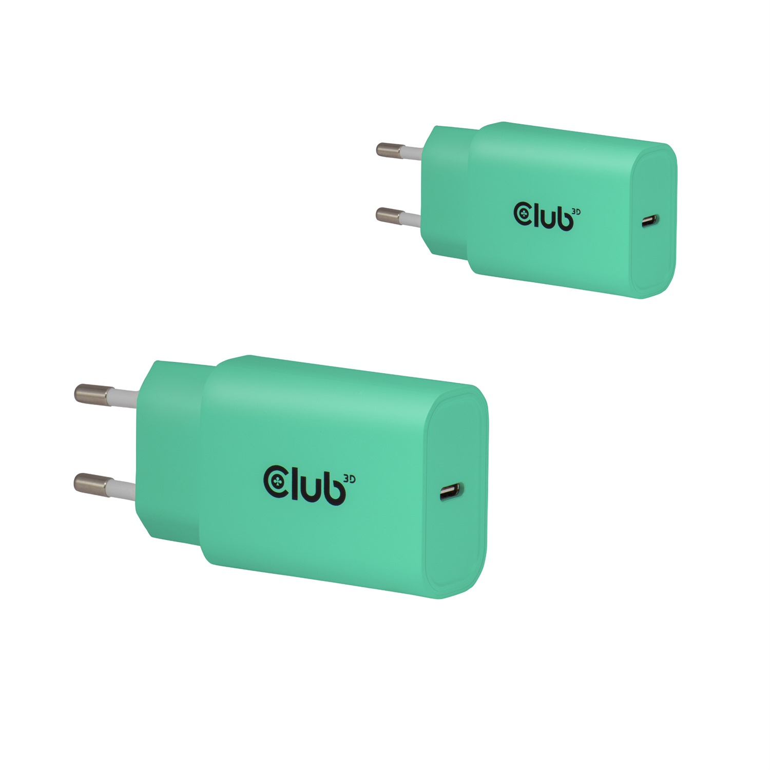Club 3D CAC-3024 Caricatore USB-C da 30 Watt, 2 Pezzi, Verde con Power Delivery 3.0