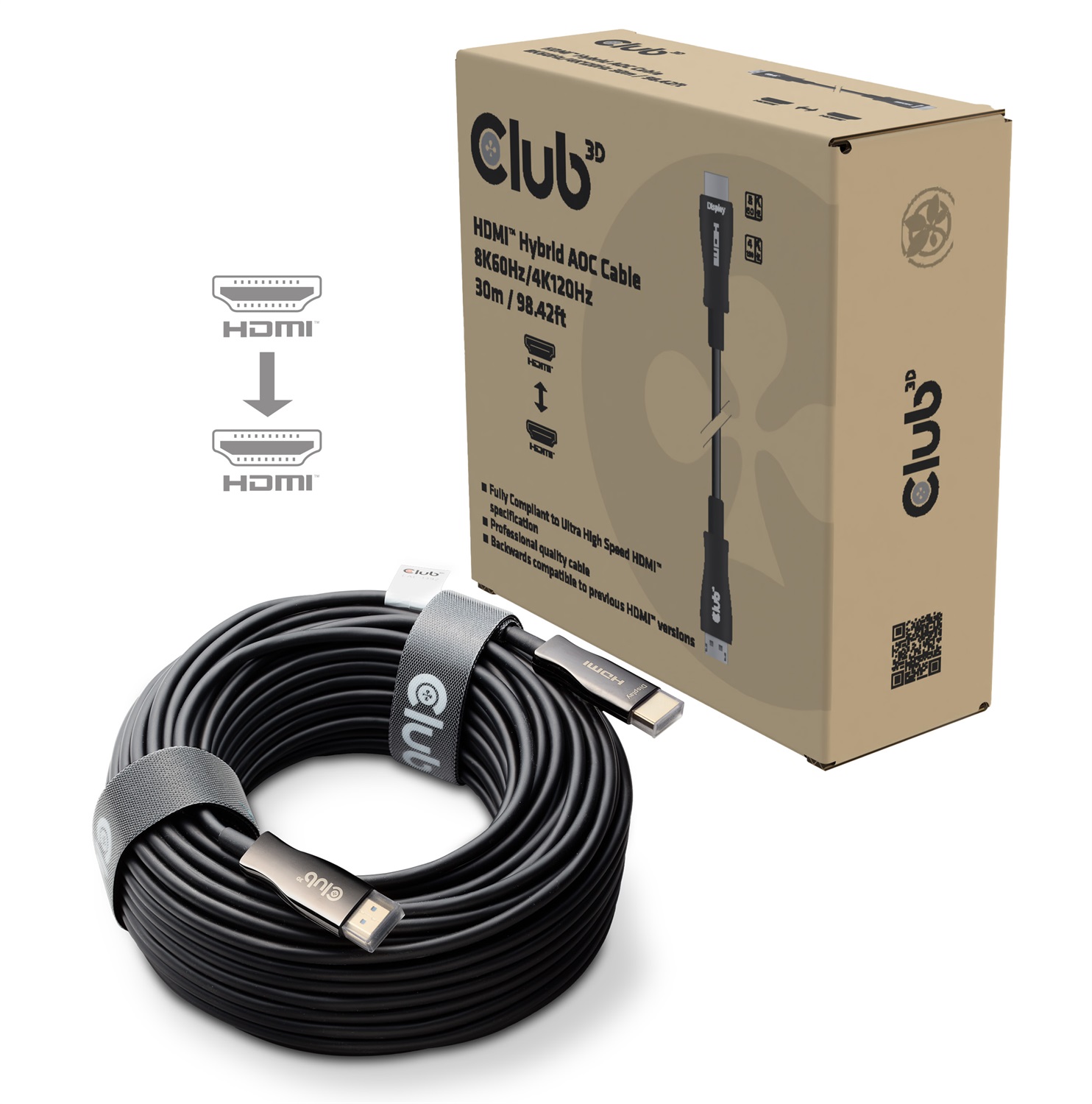 Club 3D CAC-1392 Cavo HDMI 2.1 Attivo Ottico 30 m - Supporto 8K60Hz/4K120Hz, HDMI Tipo A