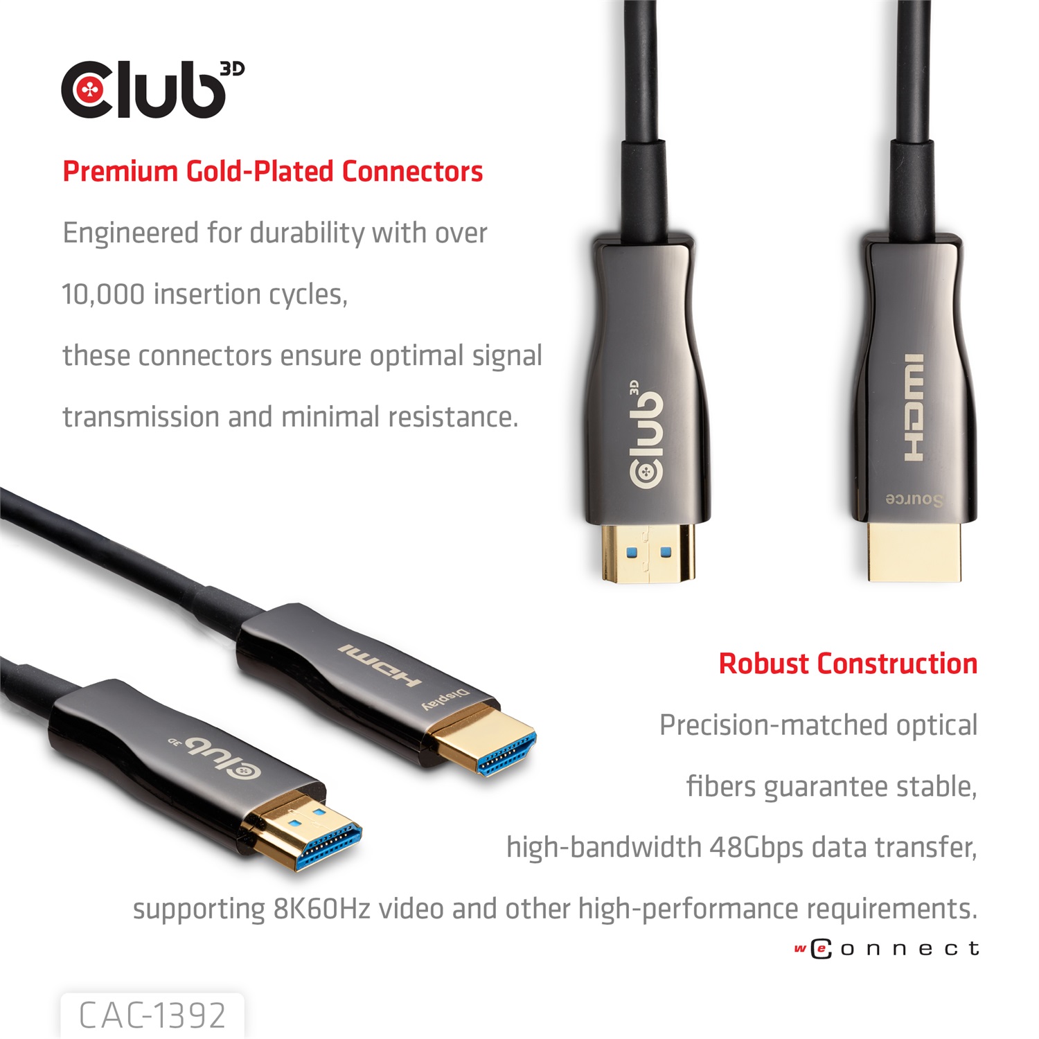 Club 3D CAC-1392 Cavo HDMI 2.1 Attivo Ottico 30 m - Supporto 8K60Hz/4K120Hz, HDMI Tipo A