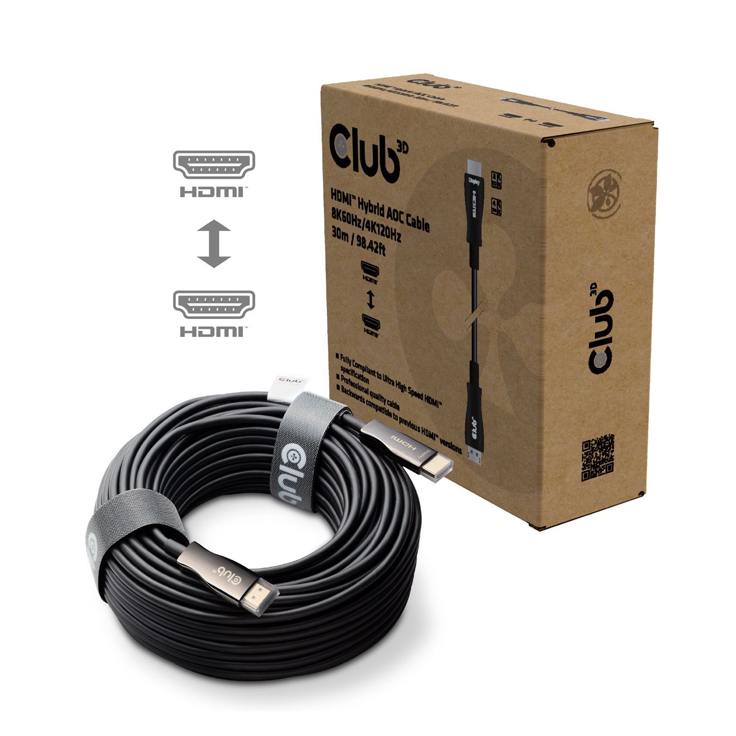 Club 3D CAC-1392 Cavo HDMI 2.1 Attivo Ottico 30 m - Supporto 8K60Hz/4K120Hz, HDMI Tipo A