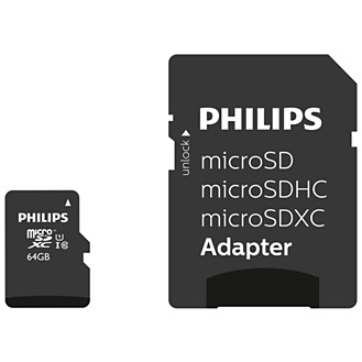Philips MicroSDXC 64 GB Classe 10 UHS-I con Adattatore - Velocità di Lettura 80 MB/s