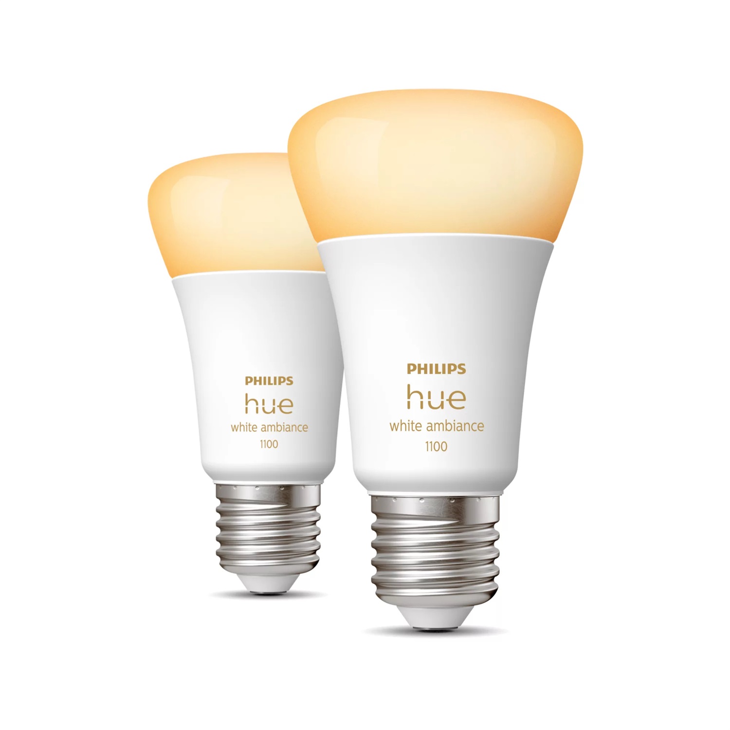 Philips Hue White Ambiance 2 Lampadine Smart E27 8W - Dimmerabili, Controllo App, Luce Bianca Calda e Fredda