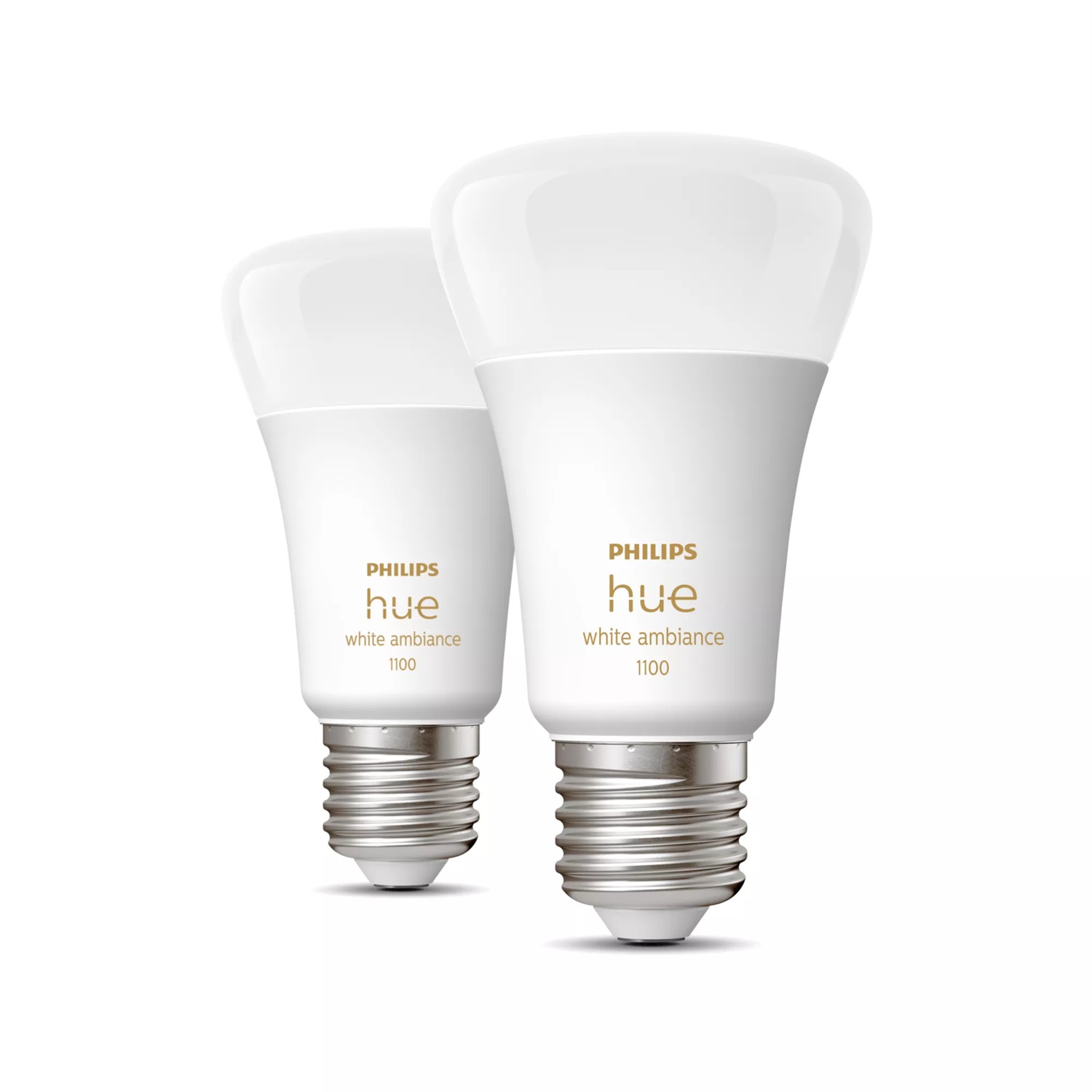 Philips Hue White Ambiance 2 Lampadine Smart E27 8W - Dimmerabili, Controllo App, Luce Bianca Calda e Fredda