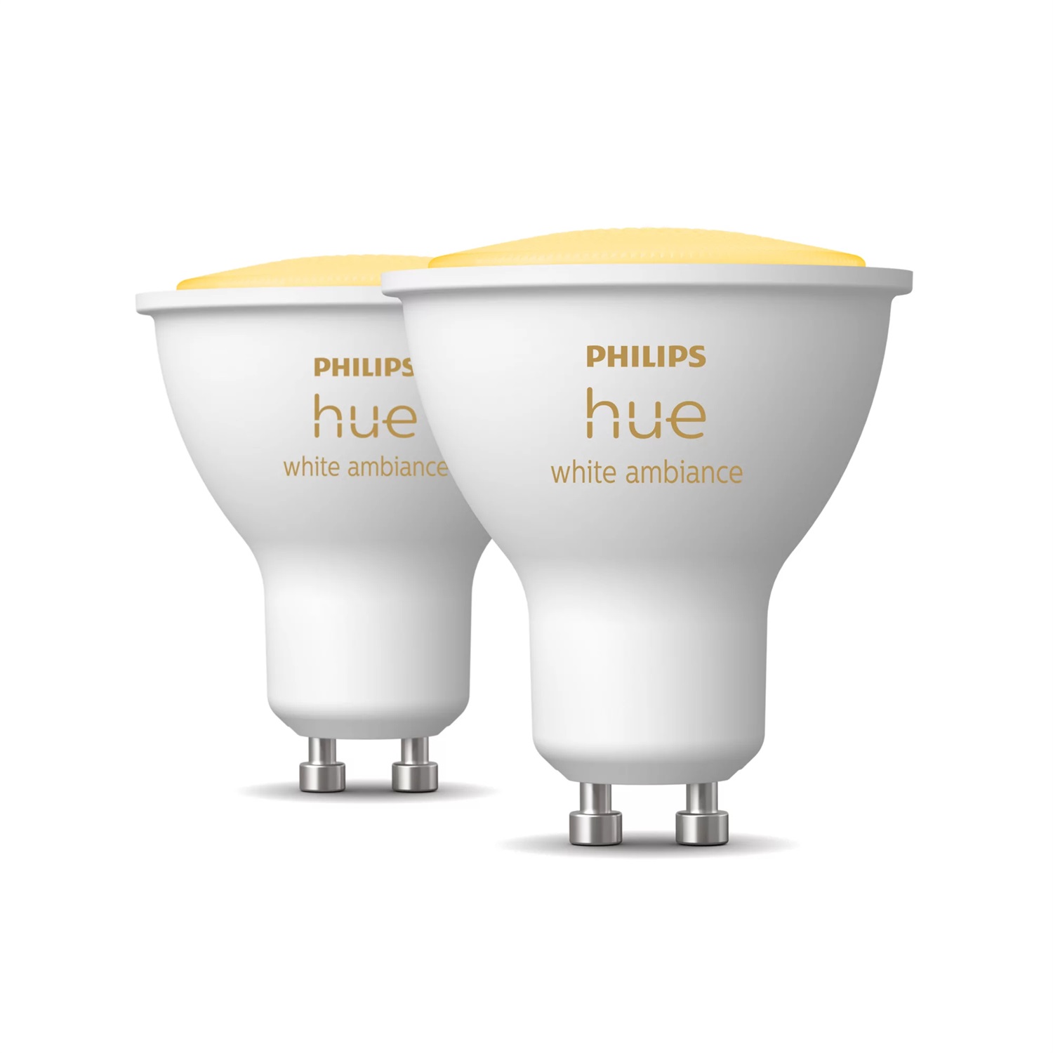 Philips Hue White Ambiance Faretto LED Smart GU10, Luce Bianca da Calda a Fredda, 350lm, 5W/6W, Compatibile con Bluetooth e Controllo Vocale, Pack da 2