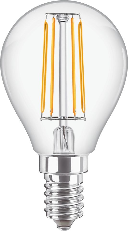 Philips Lampadina Sfera Filamento LED 4,3W 2700K E14 Trasparente Non Dimmerabile