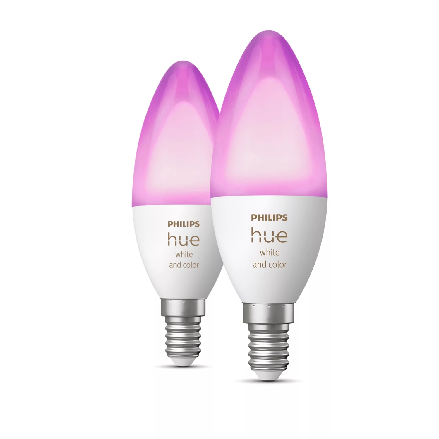 Philips Hue White & Color Ambiance - Set di 2 Lampadine Smart LED E14, 4W, 16 Milioni di Colori, Dimmerabili