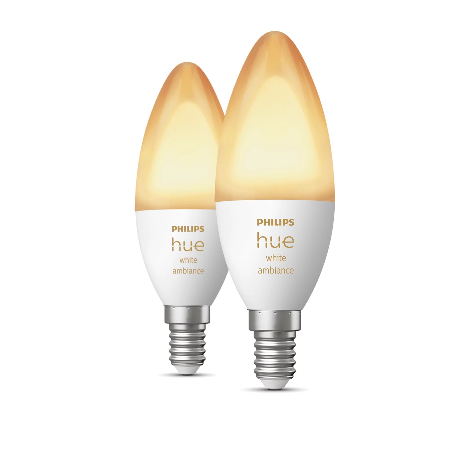 Philips Hue White Ambiance - Lampadine LED Smart E14 5W, Dimmerabili, Luce Bianca da Calda a Fredda, Confezione da 2