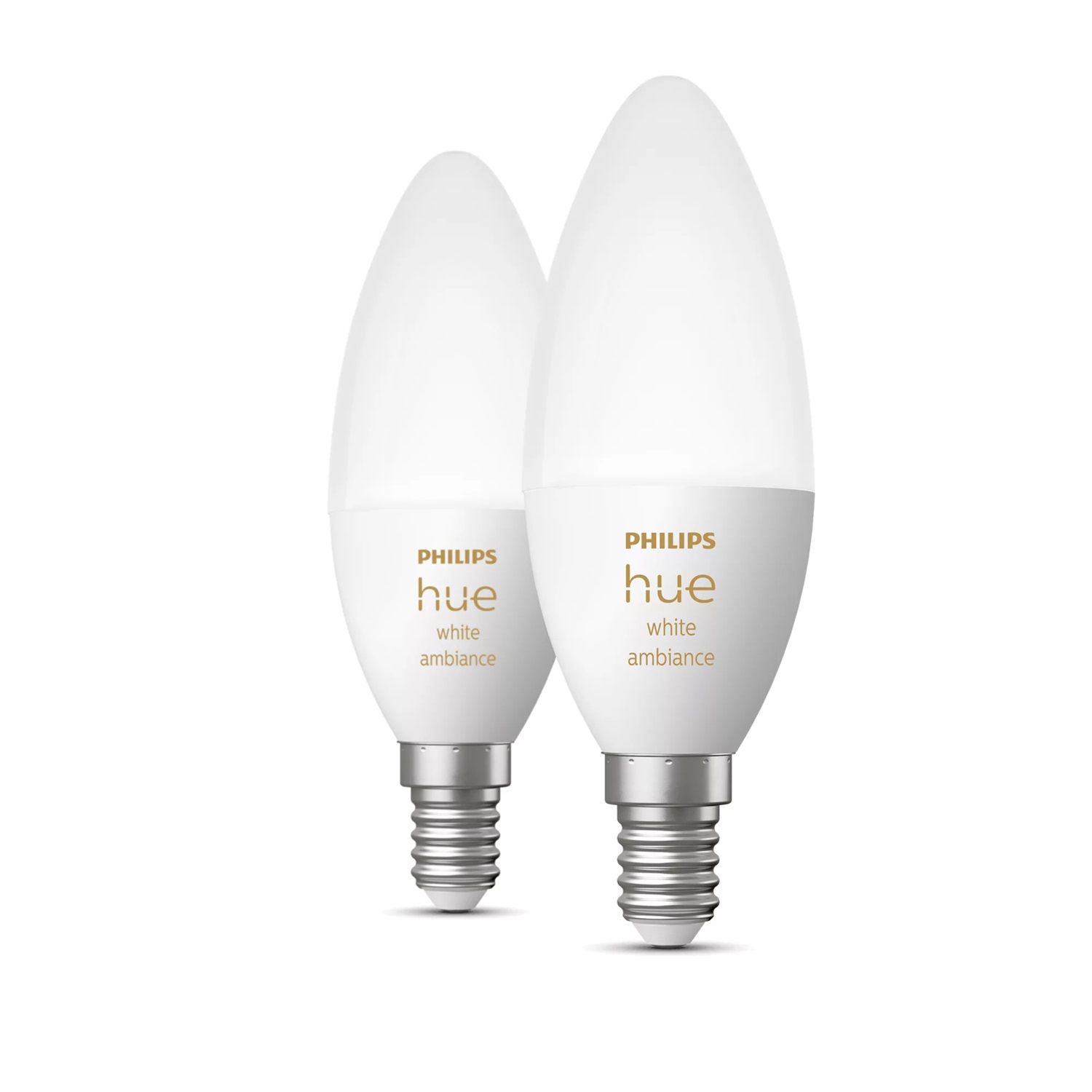 Philips Hue White Ambiance - Lampadine LED Smart E14 5W, Dimmerabili, Luce Bianca da Calda a Fredda, Confezione da 2