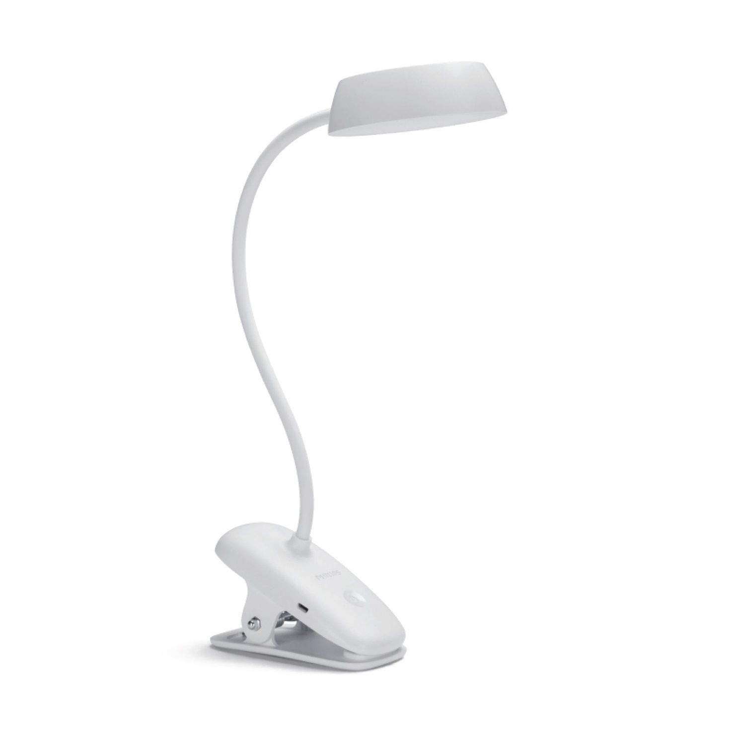 Philips Lampada da Tavolo DonutClip 3W 175lm Dimmerabile a Fasi, Bianco, Ricaricabile USB, Design Ergonomico