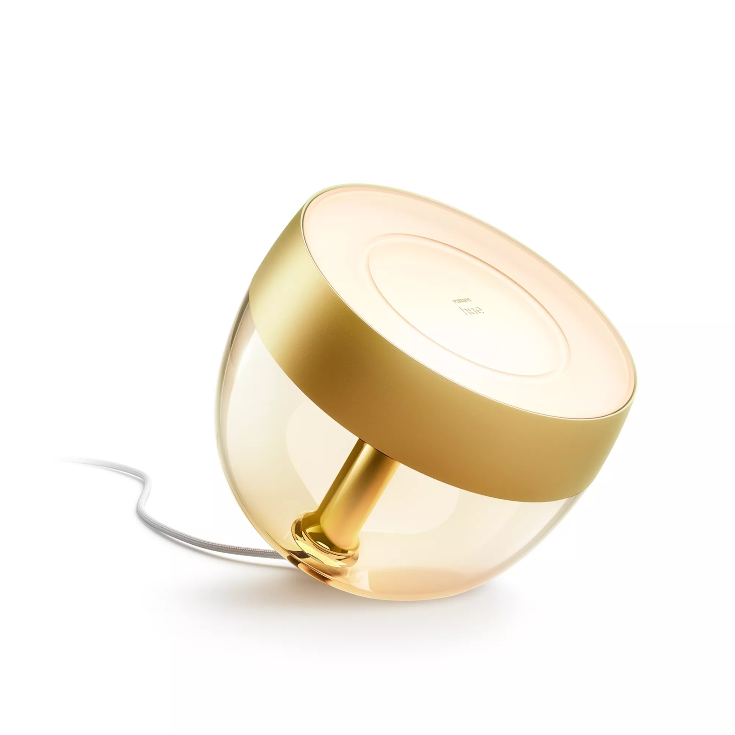 Philips Hue Iris Lampada Smart da Tavolo Oro - Luce Bianca e Colorata, Bluetooth/Zigbee, 8.2W, Dimmerabile