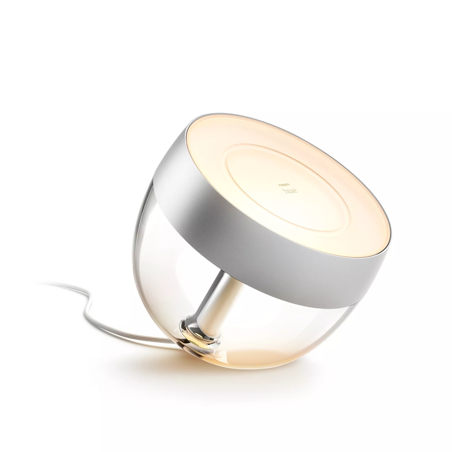 Philips Hue Lampada Smart da Tavolo Iris Argento - Luce Bianca e Colorata, Bluetooth, 8.2W, Dimmerabile