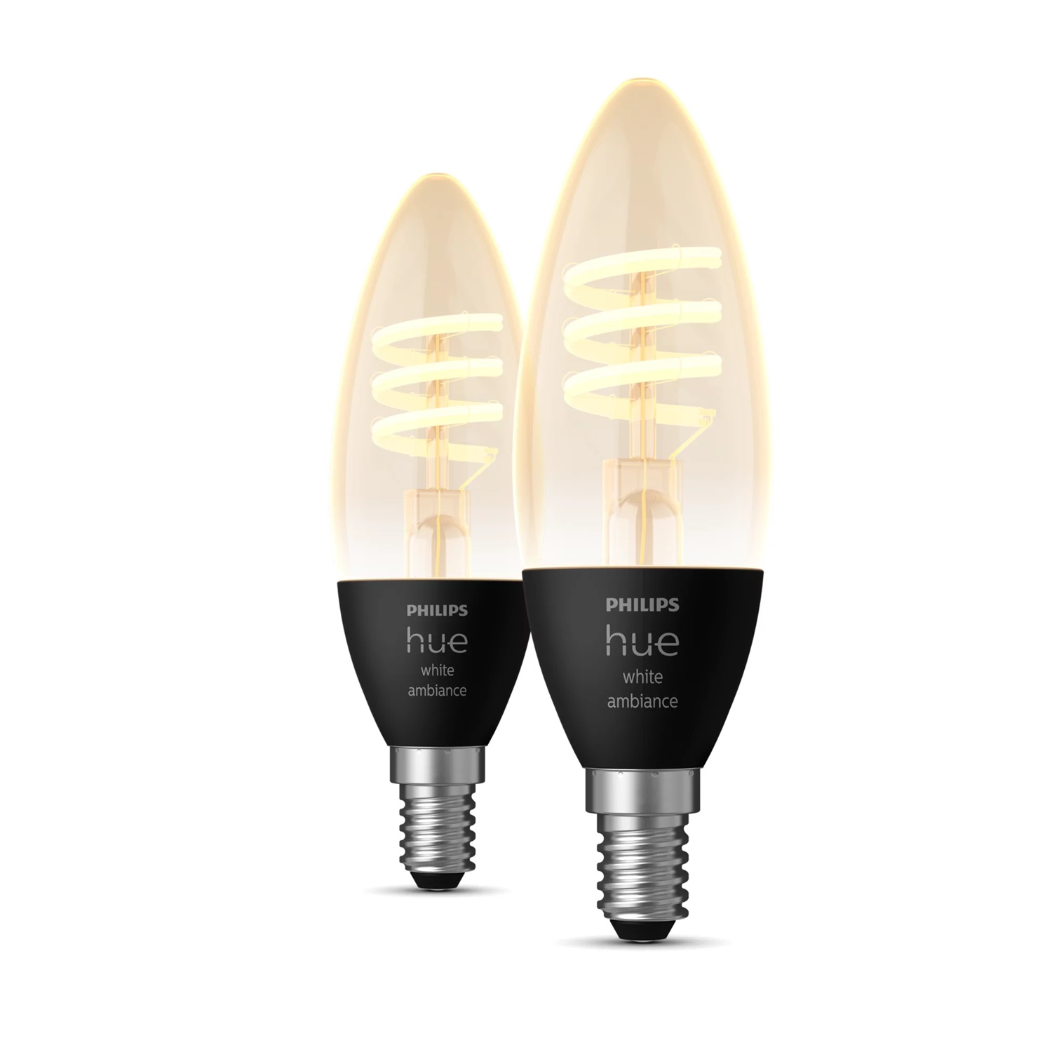 Philips Hue White Ambiance Filament Lampadine Smart E14 4.6W Pack da 2 - Compatibili con Alexa, Google Assistant e Apple HomeKit