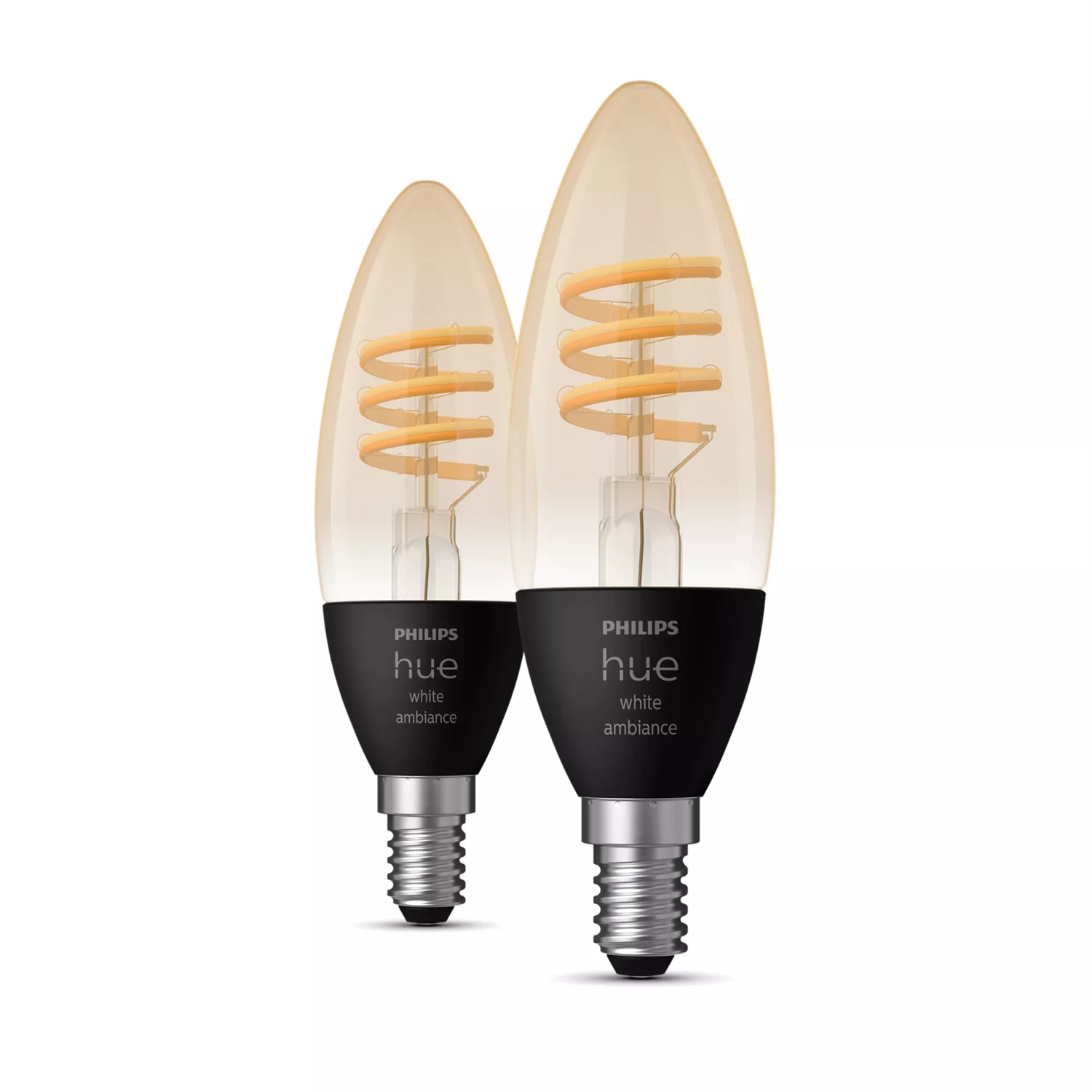 Philips Hue White Ambiance Filament Lampadine Smart E14 4.6W Pack da 2 - Compatibili con Alexa, Google Assistant e Apple HomeKit