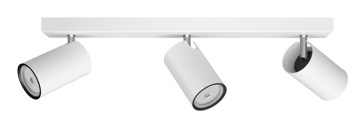 Philips LED Faretto Kosipo, 3 Punti Luce, GU10, 5.5W, Bianco, Design Elegante per Interni