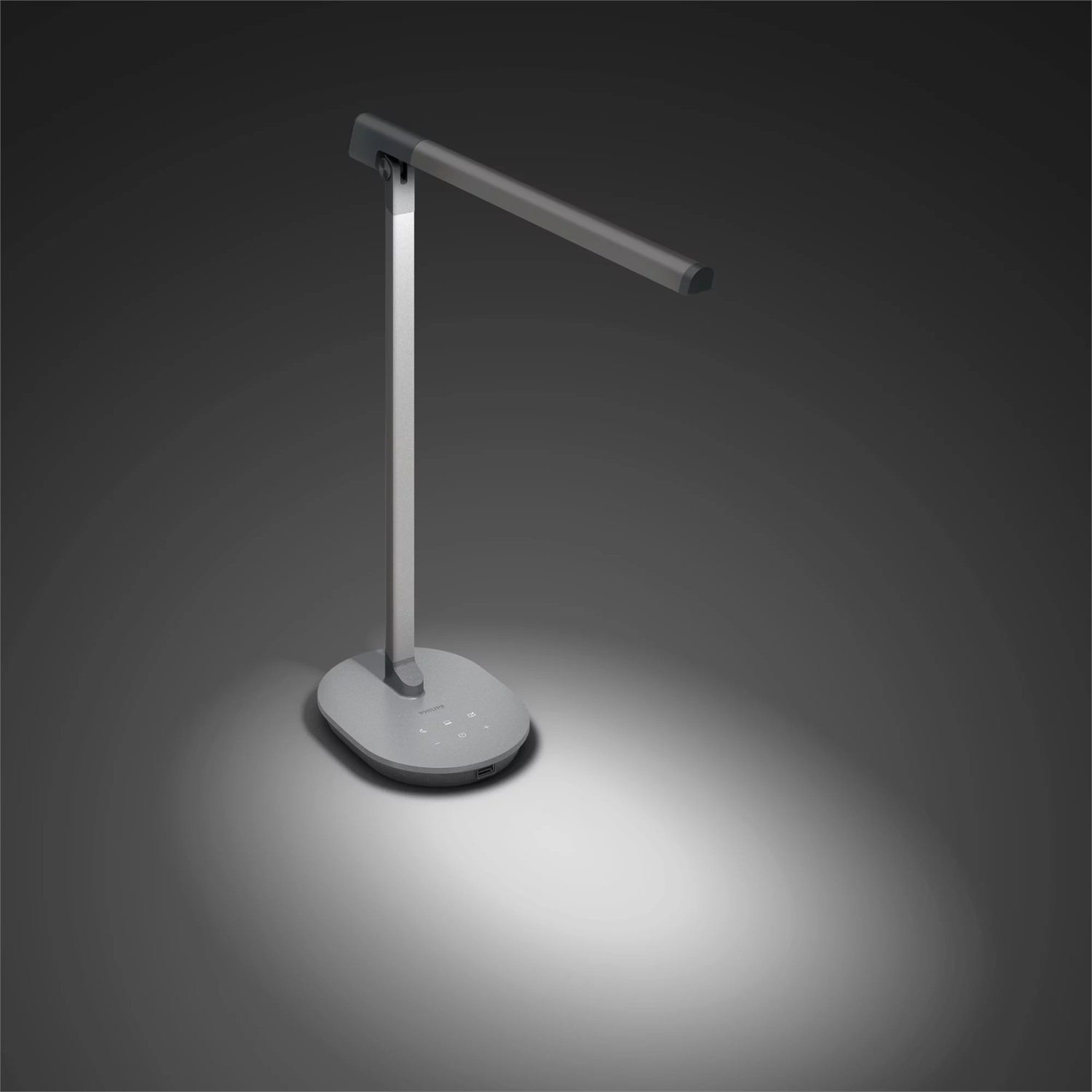 Philips LED Lampada da Tavolo Sword, Dimmerabile, 12W, Batteria 180mA, Temperatura Colore 2700-6500K, Grigio Scuro