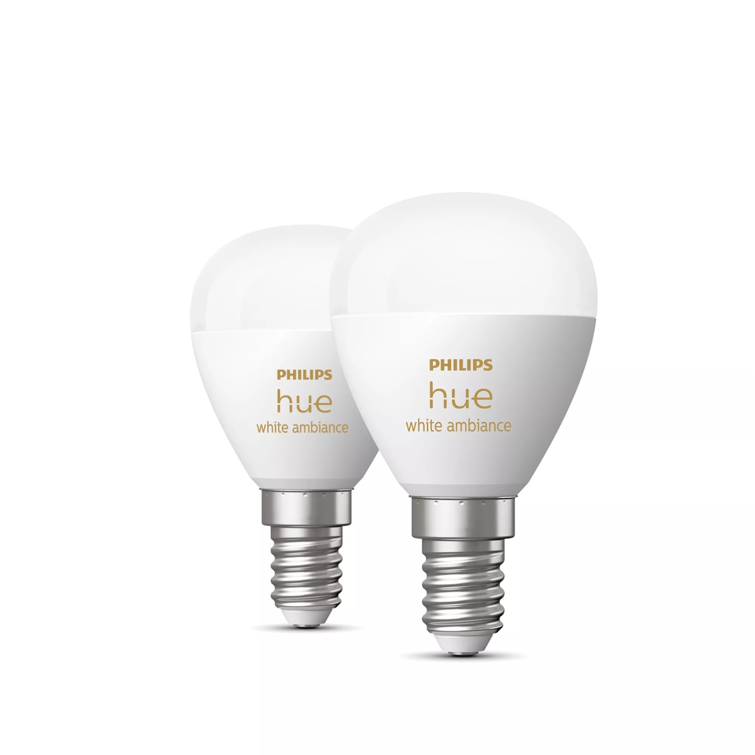 Philips Hue White Ambiance Sferetta - Lampadina Sferica Smart E14 5.1W Dimmerabile - Luce Bianca da Calda a Fredda - Confezione da 2