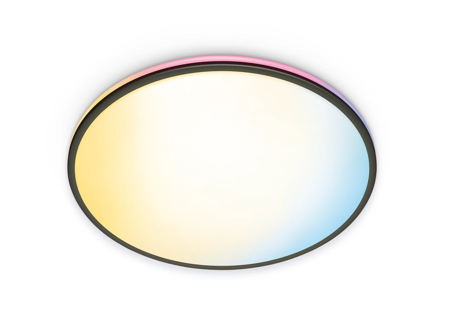 WiZ Plafoniera Smart Rune WiFi Dimmerabile con Luce Bianca Dinamica e Luce Laterale Colorata, 22W, Nero, Tecnologia SpaceSense, Controllo Vocale