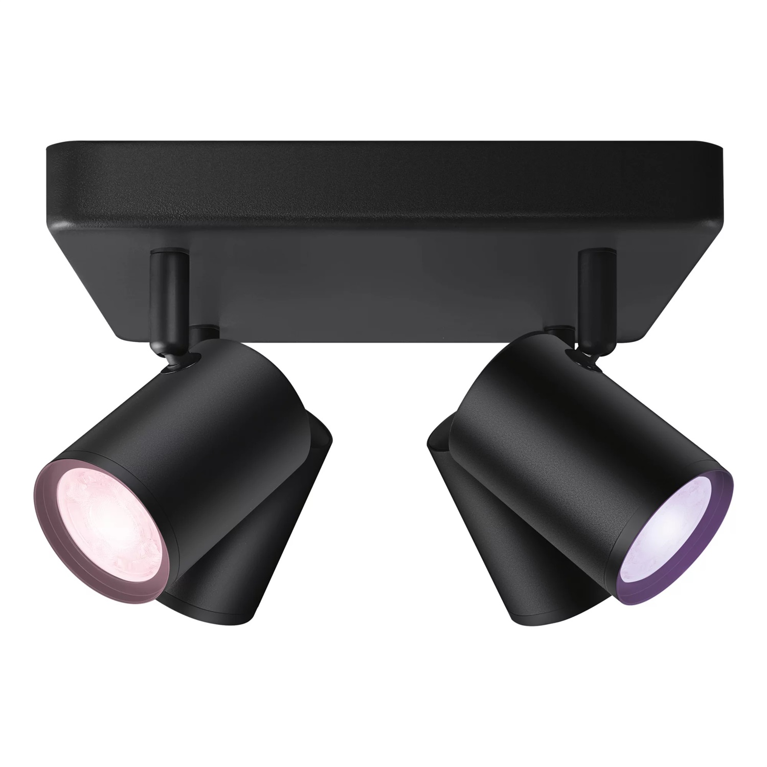 WiZ Faretto Smart LED Imageo Dimmerabile GU10, Luce Bianca o Colorata, Controllo Vocale, Tecnologia SpaceSense, Base Quadrata, Nero