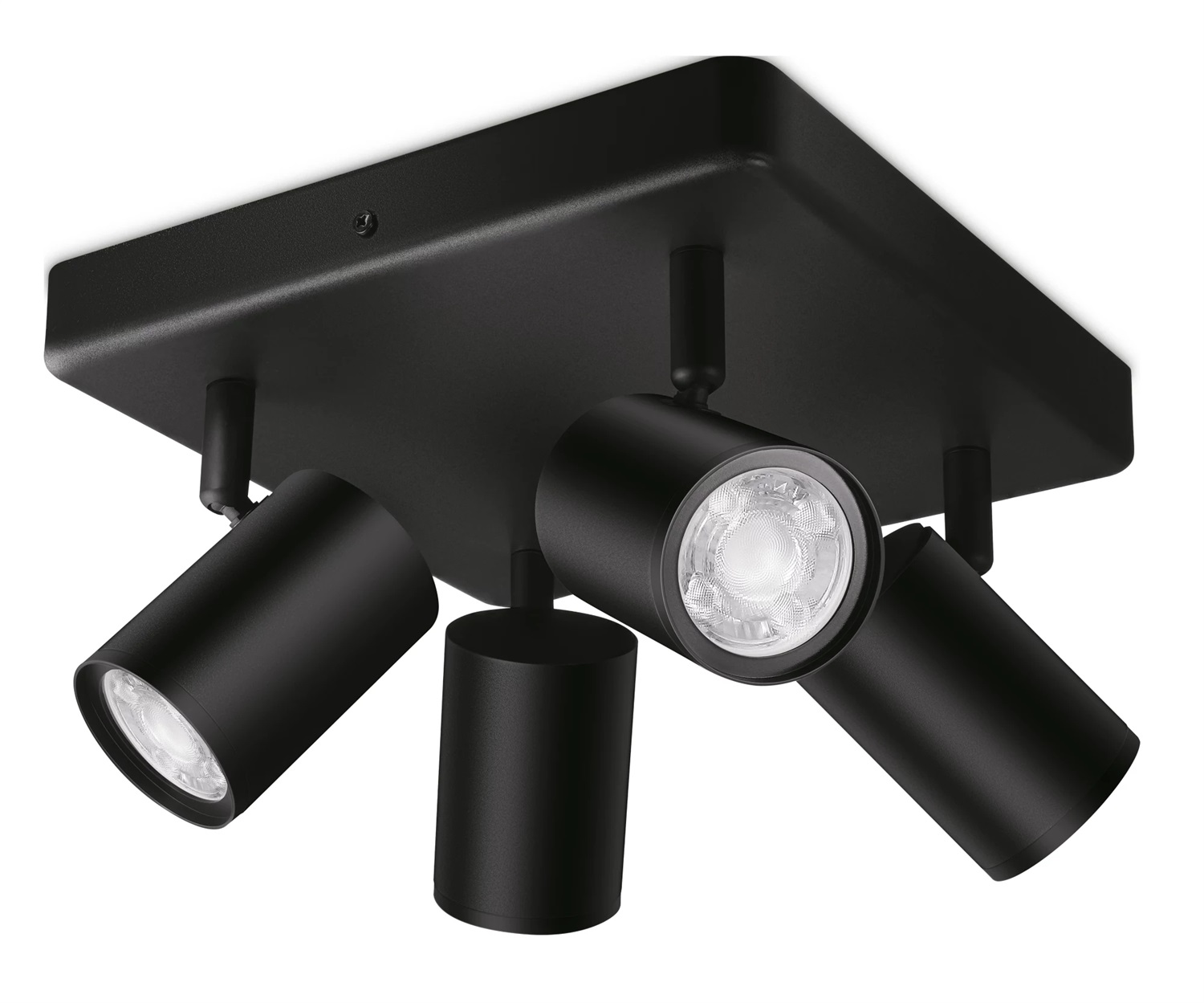 WiZ Faretto Smart LED Imageo Dimmerabile GU10, Luce Bianca o Colorata, Controllo Vocale, Tecnologia SpaceSense, Base Quadrata, Nero