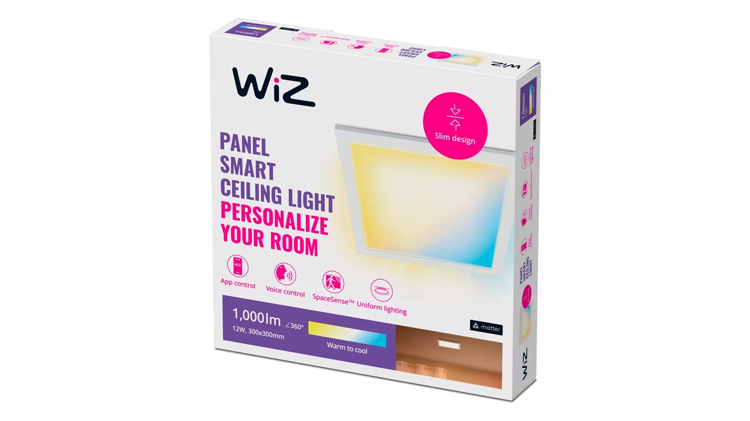 WiZ Pannello LED Smart Dimmerabile 12W - Luce Bianca Regolabile da Calda a Fredda, Controllo Vocale e WLAN