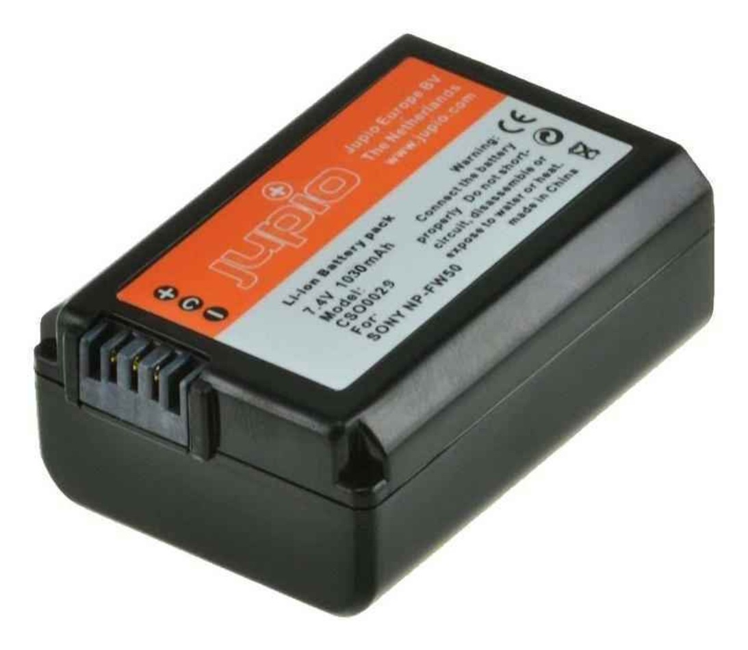Jupio CSO0029 Batteria Ricaricabile per Sony NP-FW50, 1030mAh, 7.2V, Li-ion, Nero