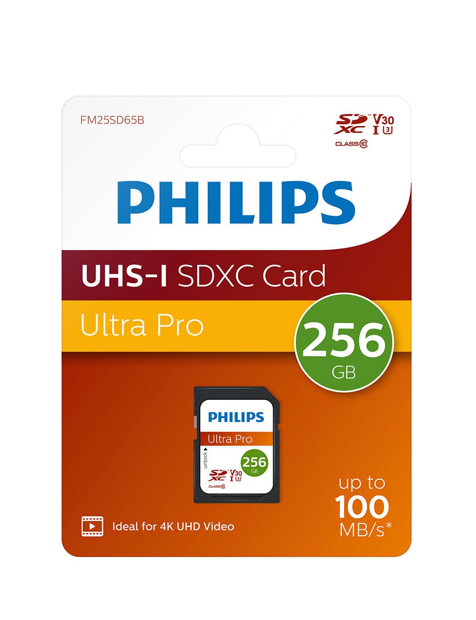 Philips Scheda SDXC 256 GB Classe 10 UHS-I U3 V30 A1 - Velocità di lettura fino a 100 MB/s, ideale per video 4K