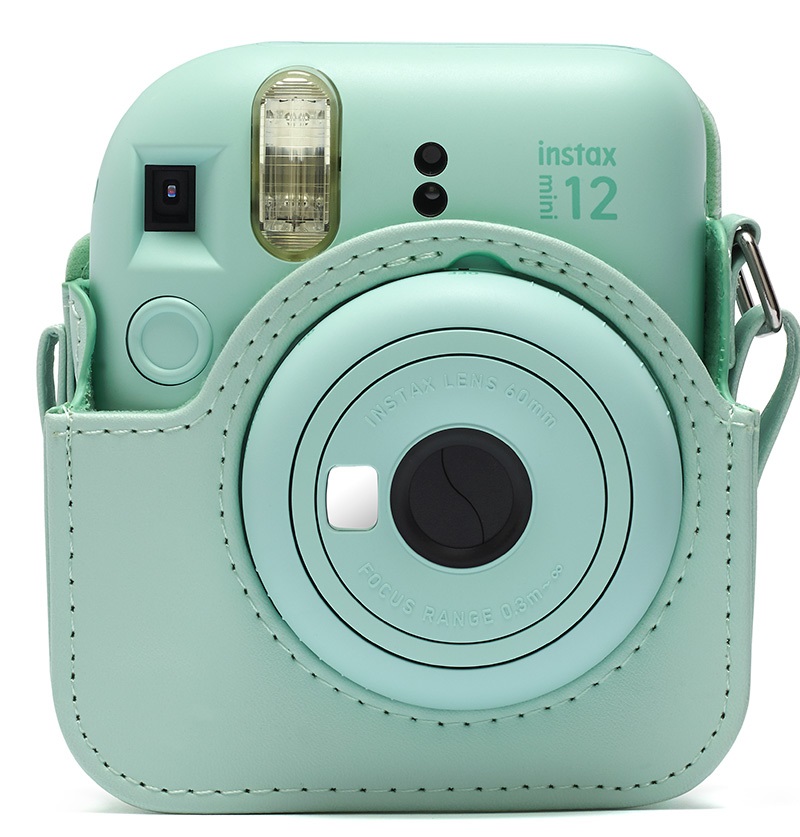 Fujifilm Custodia per fotocamera Instax Mini 12 Verde Menta - Pelle Sintetica, Tracolla Regolabile, Protezione da Graffi e Polvere
