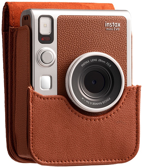 Fujifilm Instax Mini EVO Custodia in Pelle Sintetica PU Marrone - Protezione Completa e Fibbie di Fissaggio