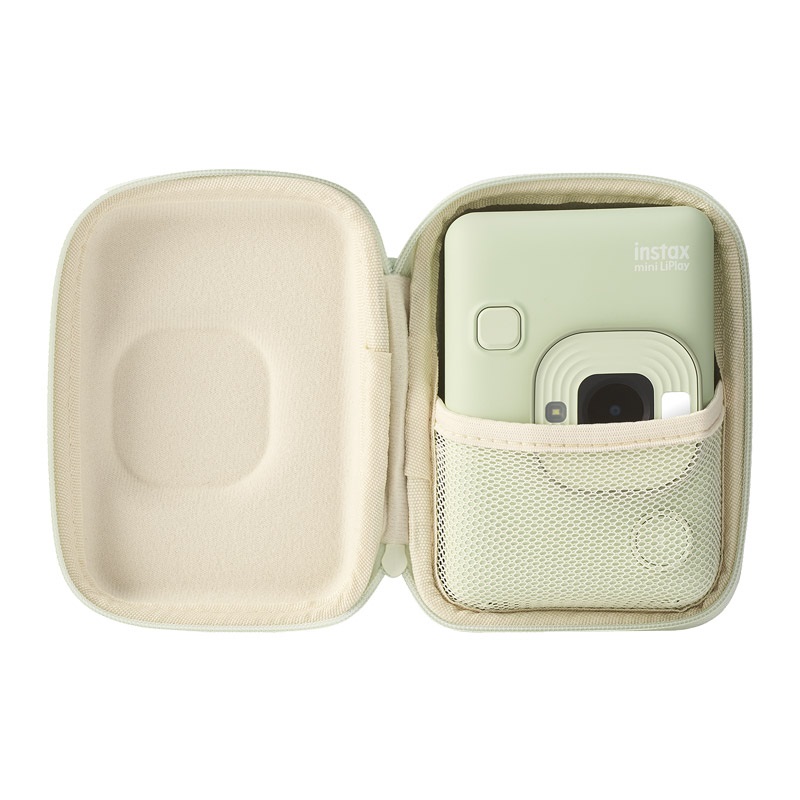 Fujifilm INSTAX LiPlay Custodia Verde Matcha - Scamosciata con Cinturino e Rete Interna