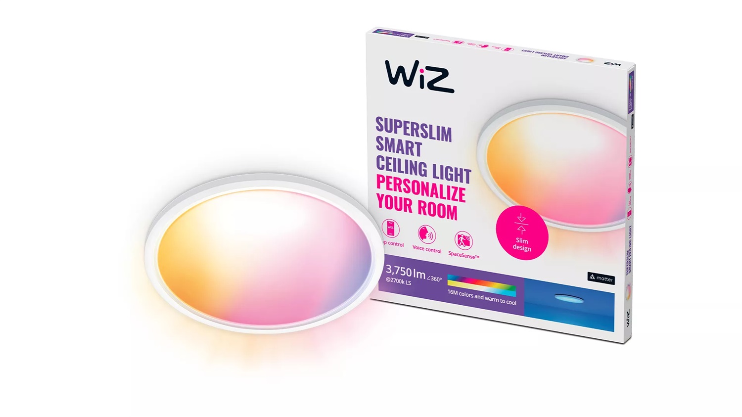 WiZ Plafoniera Superslim 32 W - Lampada a soffitto intelligente LED Bianco Ø 54.5 cm, Design super sottile, 2200 K