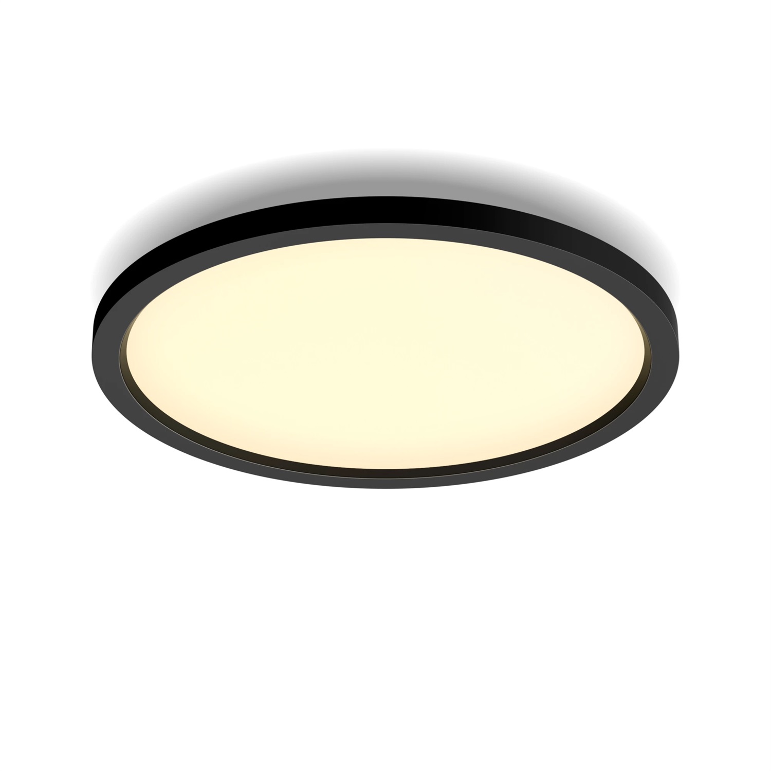 Philips Hue White Ambiance Aurelle - Plafoniera Smart Rotonda, Luce Bianca da Calda a Fredda, Dimmerabile, 21W, Nero, Controllo Vocale e Telecomando Incluso