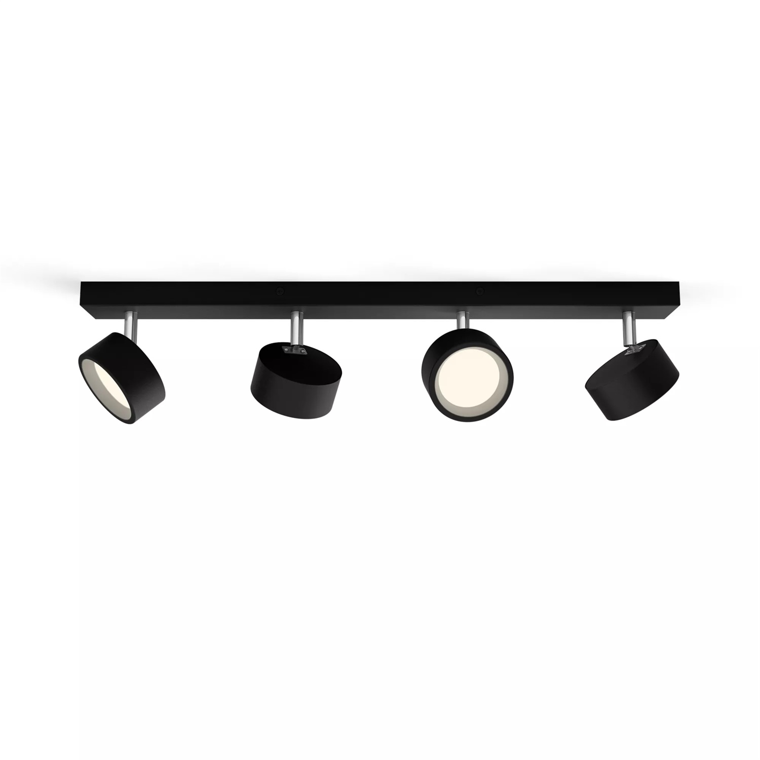Philips Bracia Faretto a Soffitto/Parete LED 5.5W, 4 Punti Luce Orientabili, Luce Calda, Nero