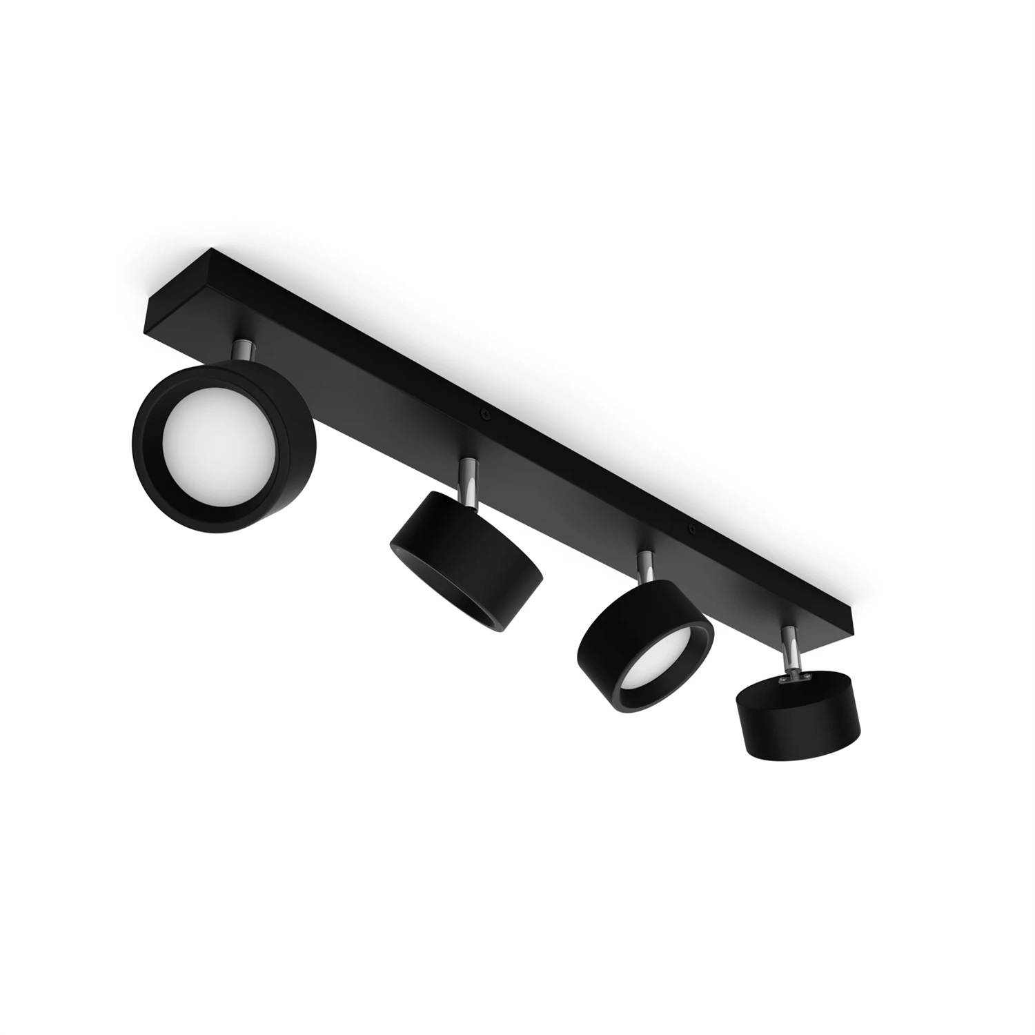 Philips Bracia Faretto a Soffitto/Parete LED 5.5W, 4 Punti Luce Orientabili, Luce Calda, Nero