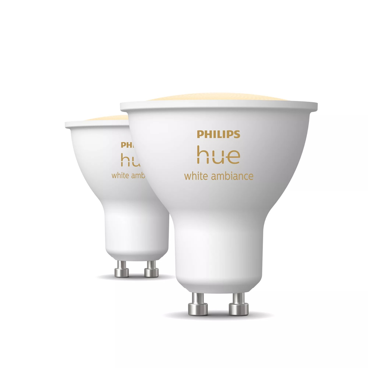 Philips Hue White Ambiance GU10 - Faretto LED Smart con Luce Bianca da Calda a Fredda, 400lm, Dimmerabile, Compatibile con Bluetooth e Zigbee - Confezione da 2