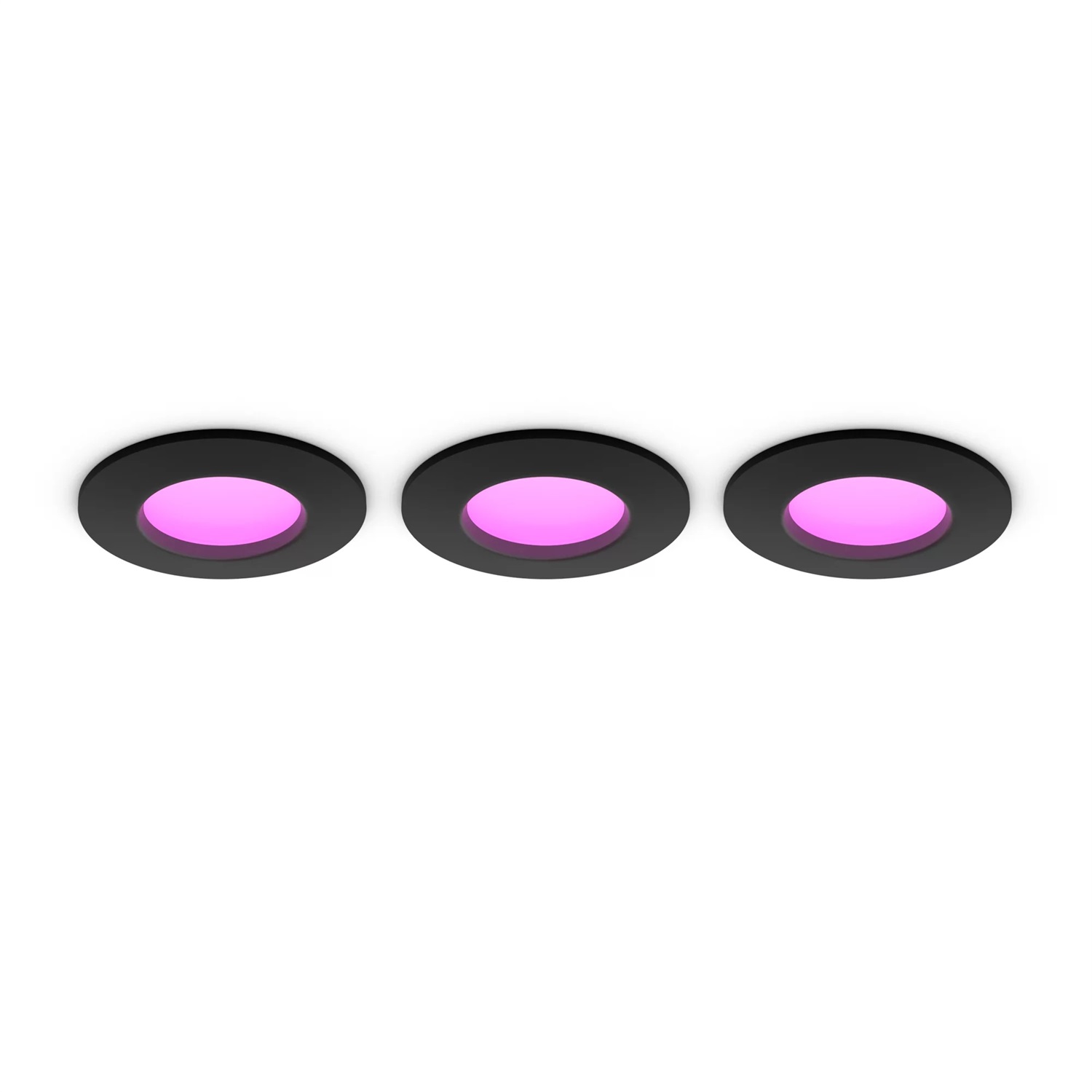 Philips Hue Slim Luce da incasso 3-pack, 90 mm, Luce Bianca e Colorata, 700 lm, Compatibile con Bluetooth, Controllo vocale con Alexa, Apple Home e Google Assistant, Nero