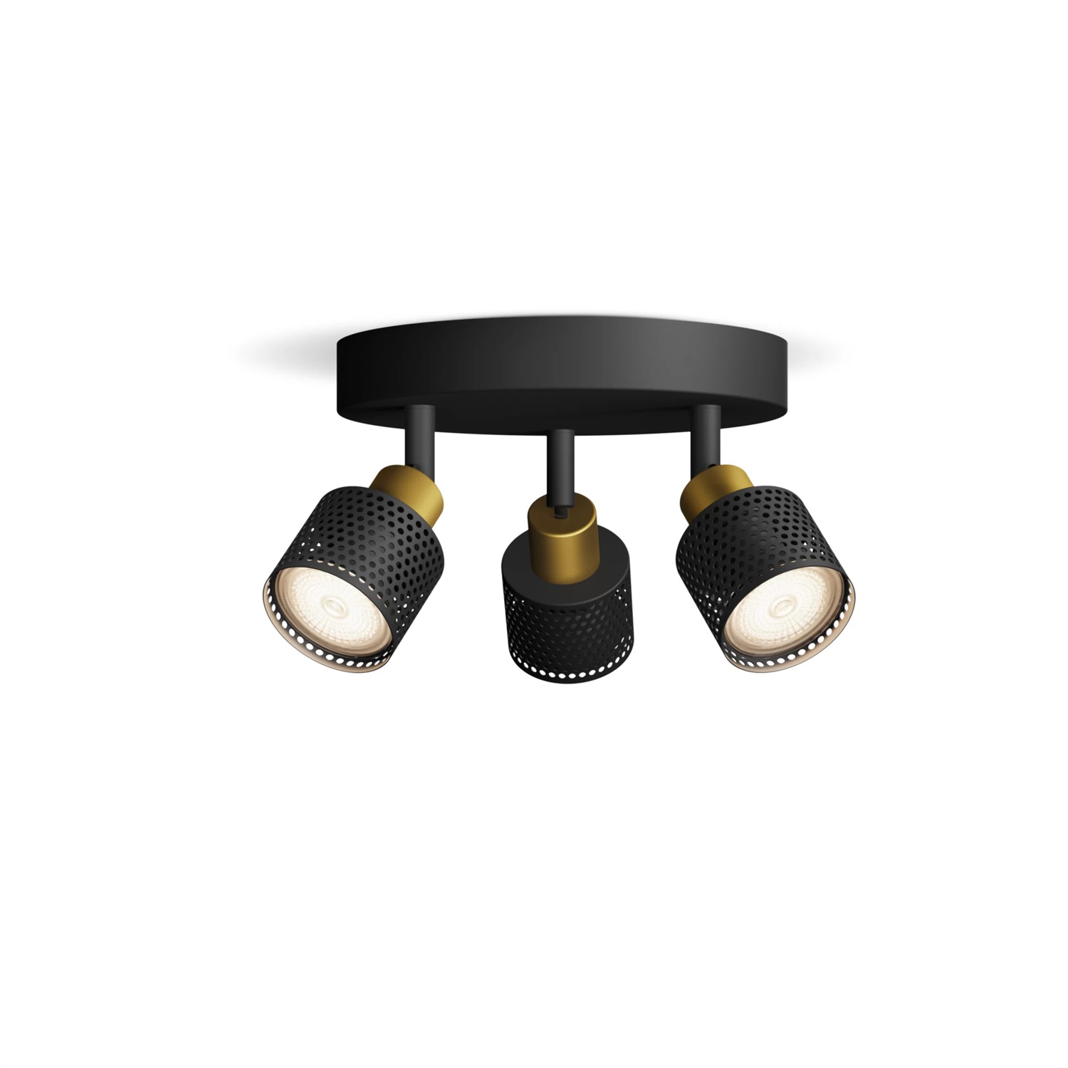 Philips Niall Faretto a 3 Luci GU10 in Ottone con Testa Regolabile e Installazione ClickFix