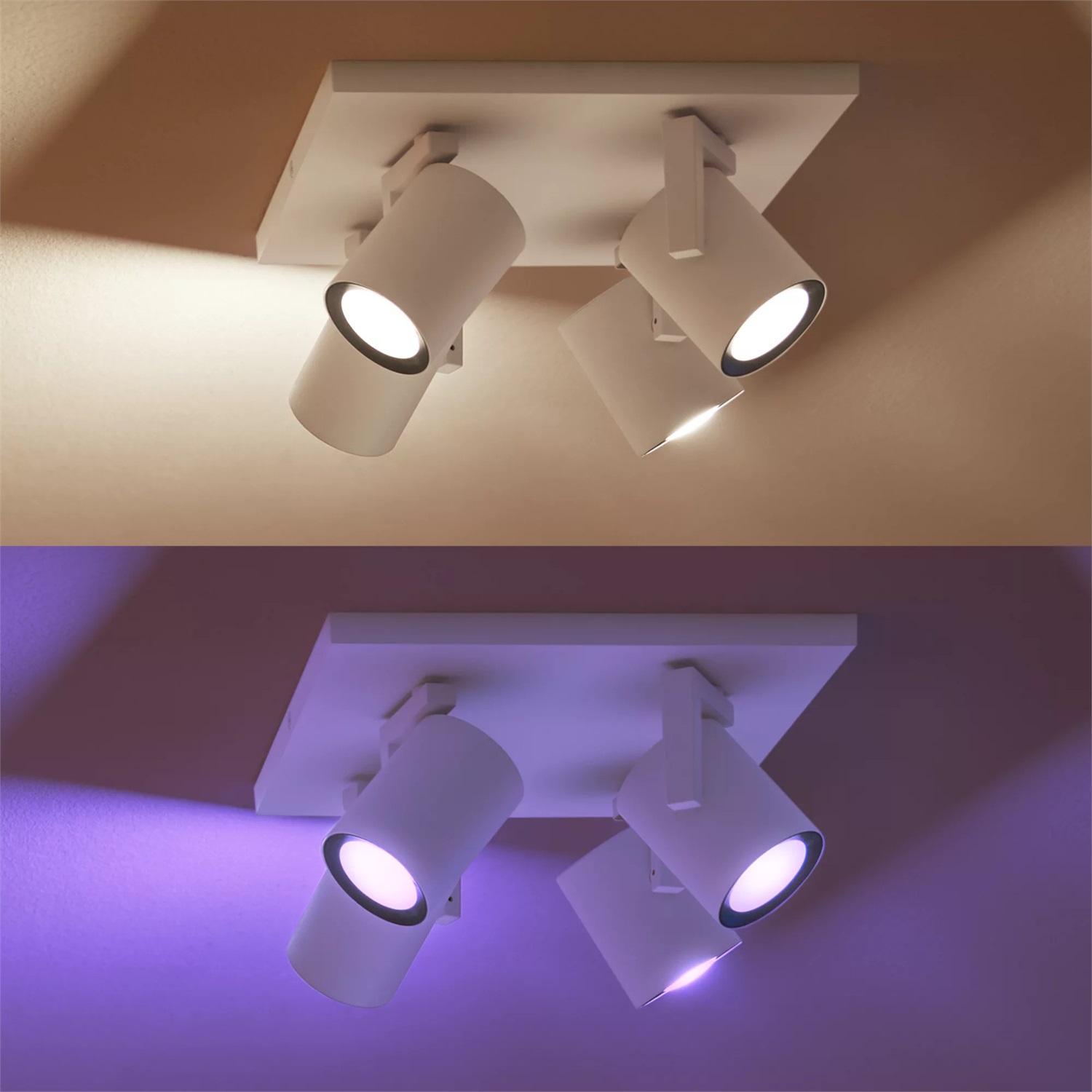 Philips Hue White & Color Ambiance Faretto quadruplo Argenta - LED dimmerabili, 16 milioni di colori, controllo intelligente tramite App