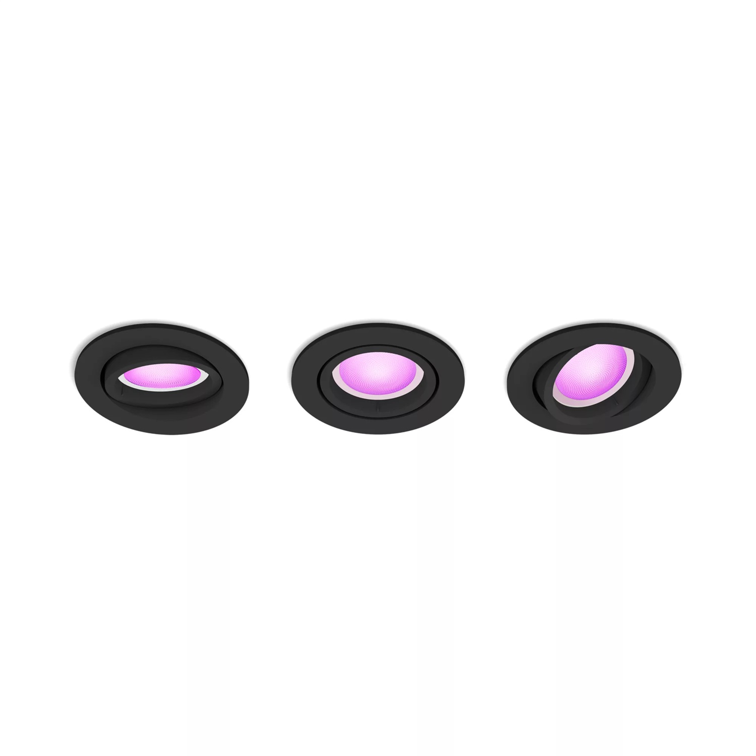 Philips Hue White & Color Ambiance Centura - Set da 3 Downlight Rotondi Dimmerabili, Controllo Intelligente della Luce, Orientabili e Inclinabili, 16 Milioni di Colori, Nero