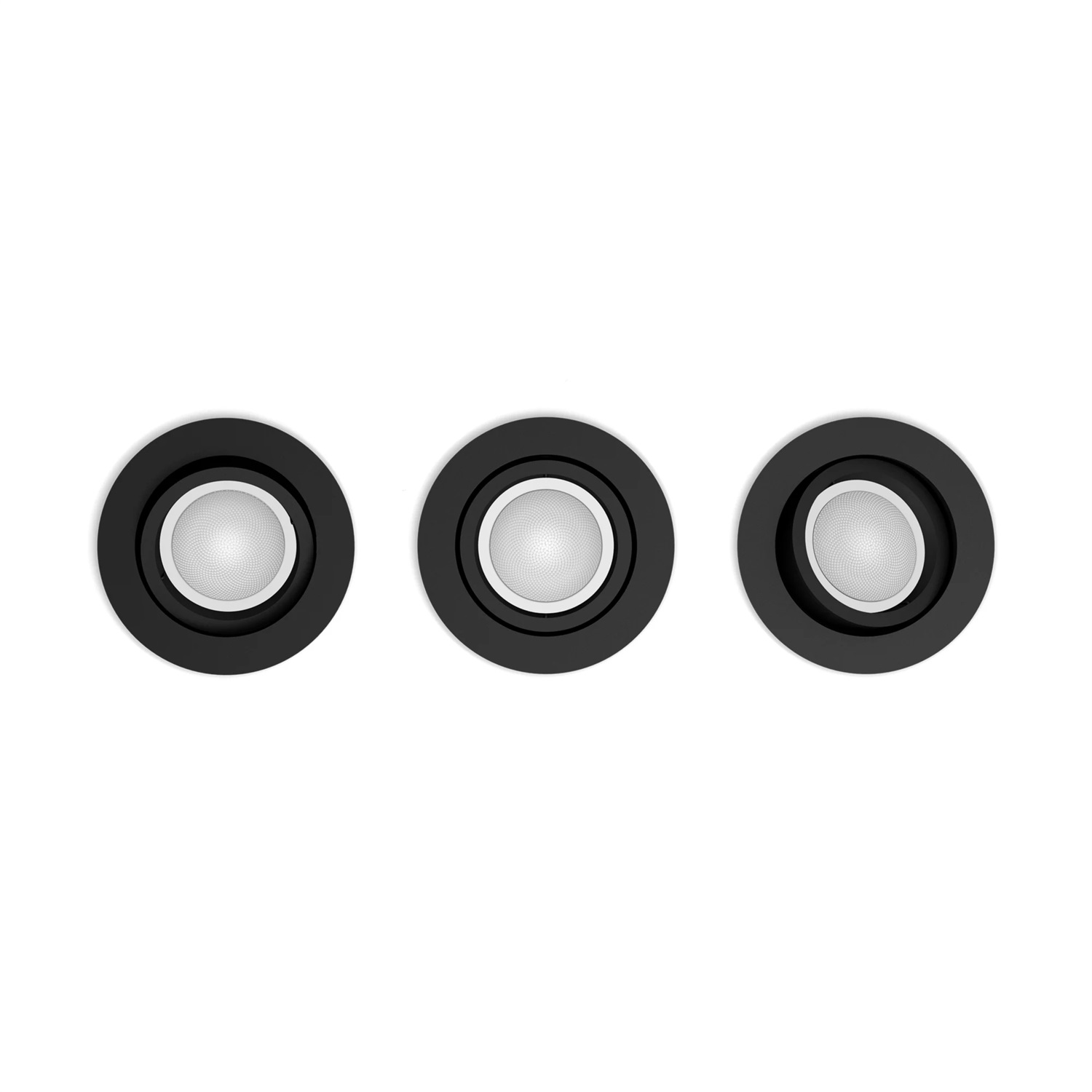 Philips Hue White & Color Ambiance Centura - Set da 3 Downlight Rotondi Dimmerabili, Controllo Intelligente della Luce, Orientabili e Inclinabili, 16 Milioni di Colori, Nero