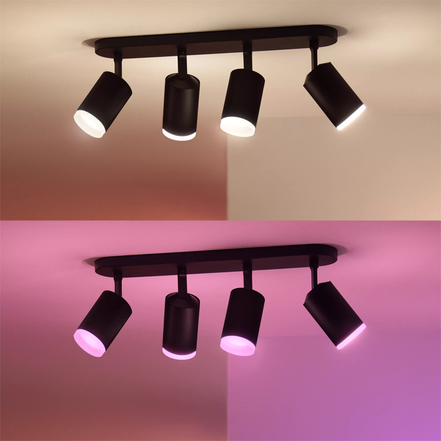 Philips Hue White & Color Ambiance Fugato Faretto 4 luci GU10 4x350lm Dimmerabile 16 milioni di colori Controllo tramite App e compatibile con Amazon Alexa