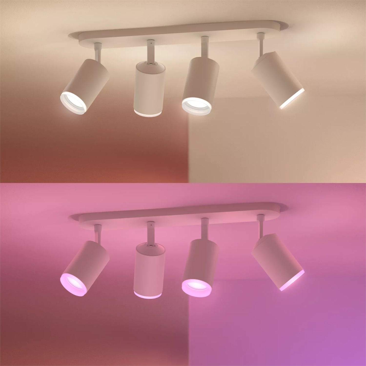 Philips Hue White & Color Ambiance Fugato Faretto Intelligente GU10 - 4x350lm, Dimmerabile, 16 Milioni di Colori, Controllo tramite App e Compatibile con Amazon Alexa