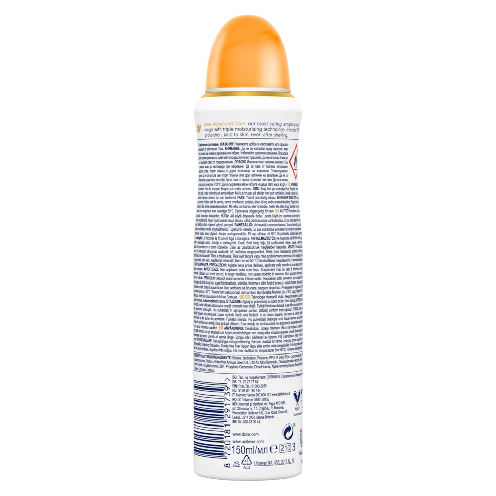 Dove Advanced Care Deodorante Spray Passion Fruit & Lemongrass 150 ml - Protezione 72 ore con aroma tropicale