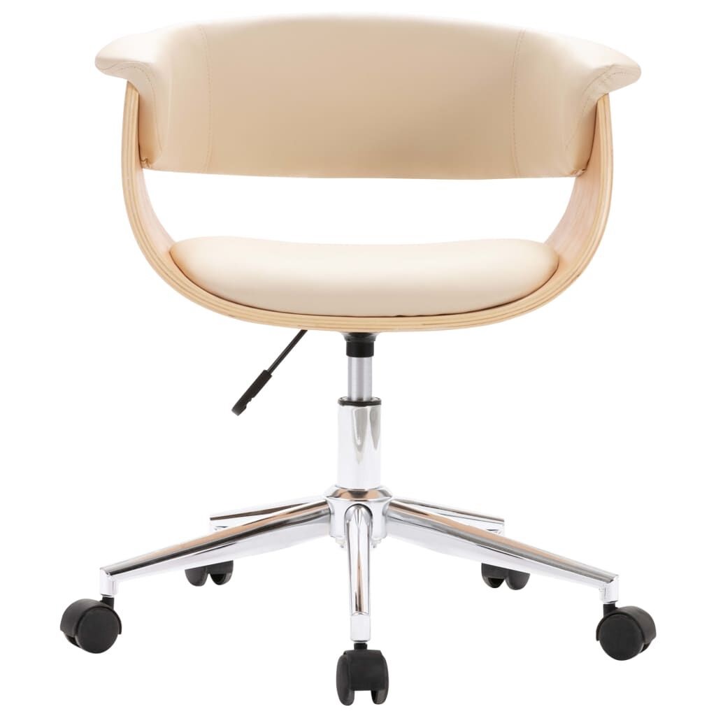 vidaXL Sedia da Ufficio Girevole Crema in Legno Curvato e Pelle Finta - Design Elegante e Contemporaneo
