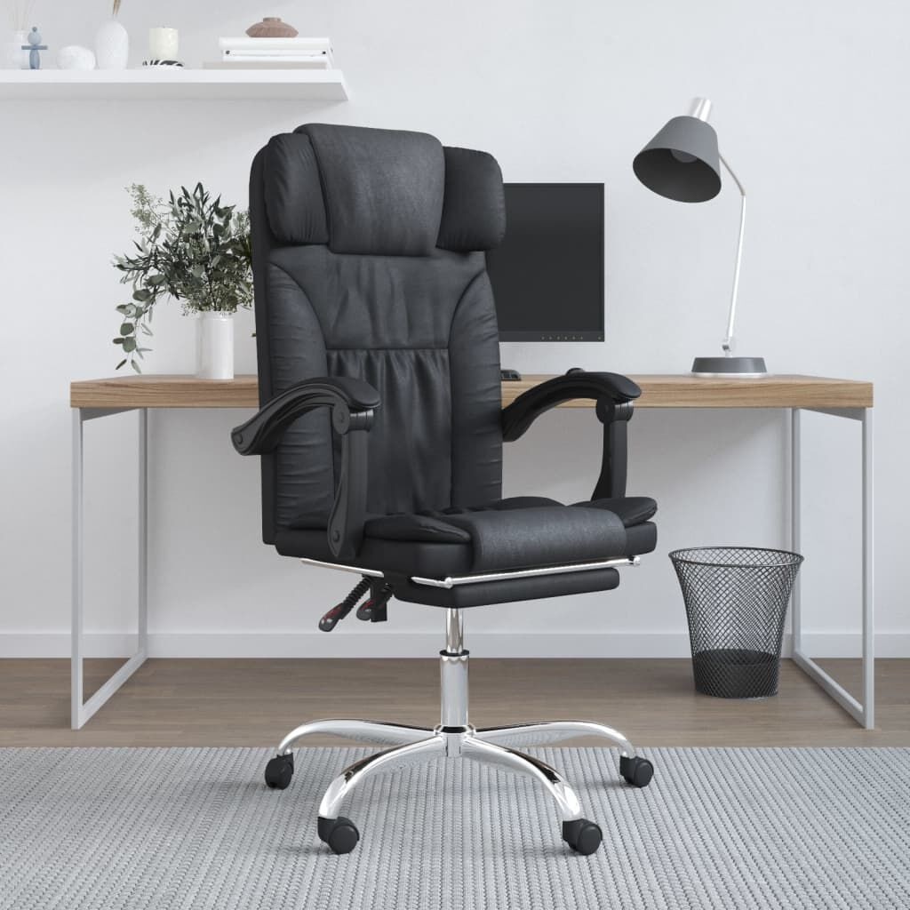 vidaXL Poltrona da Ufficio Massaggiante Reclinabile Nera in Similpelle - Design Minimalista e Facile da Pulire