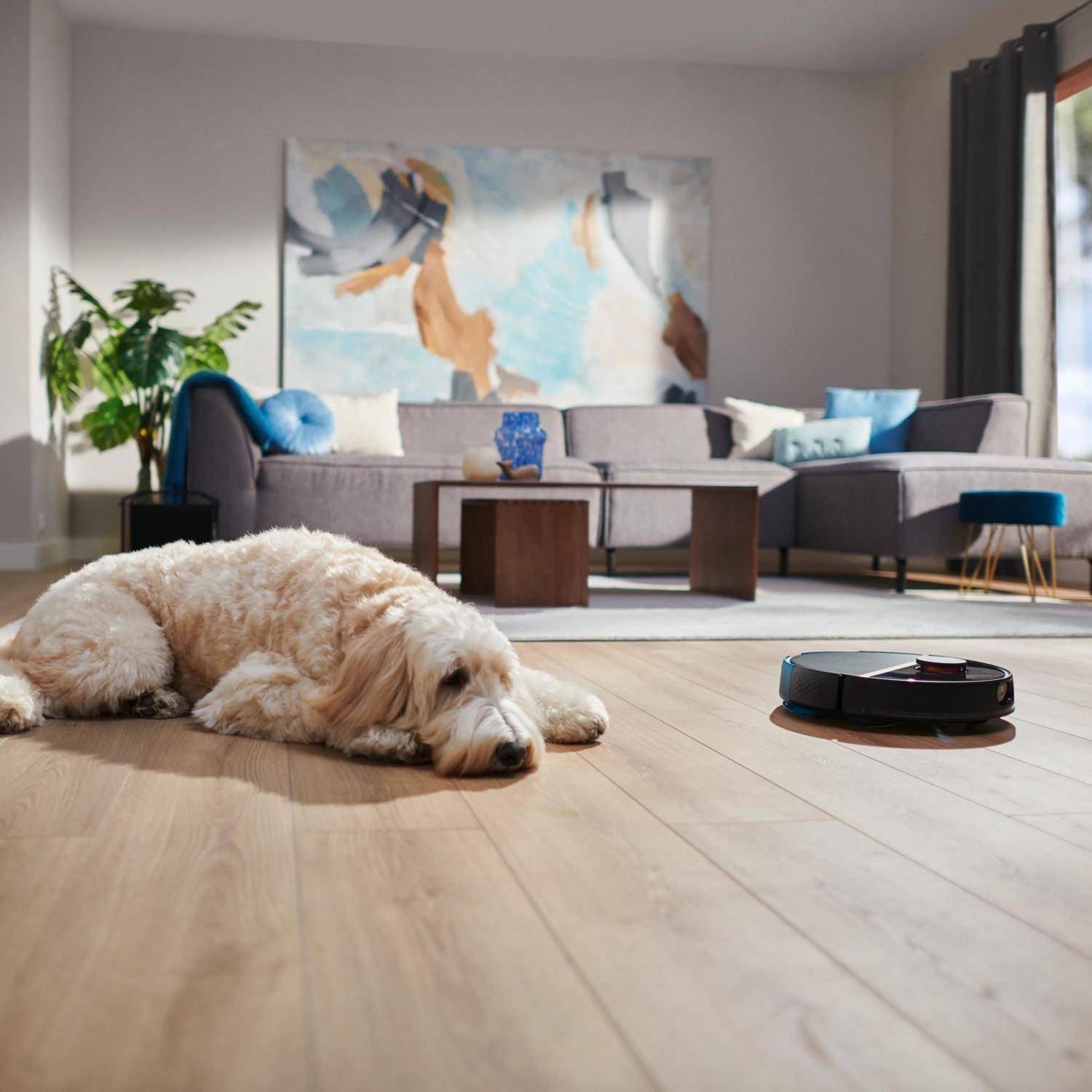 Philips HomeRun 7000 Series Aqua XU7100/01 Robot Aspirapolvere e Lavapavimenti con Potenza di Aspirazione 5000 Pa, Capacità 3L, Colore Nero e Oro