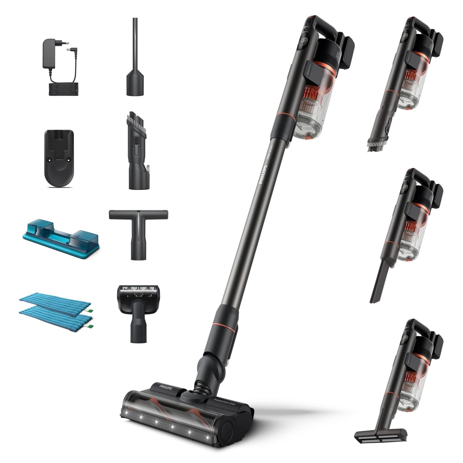 Philips 7000 Series XC7055/01 Aspirapolvere senza filo Aqua - Scopa elettrica a bastone, Senza sacchetto, 0,6 L, Secco e bagnato, Nero/Rosso