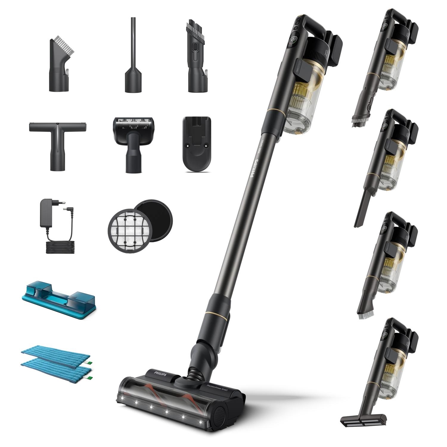 Philips 7000 Series XC7057/01 Aspirapolvere senza filo a bastone, Senza sacchetto, Pulizia Secca e Bagnata, Colore Nero e Oro
