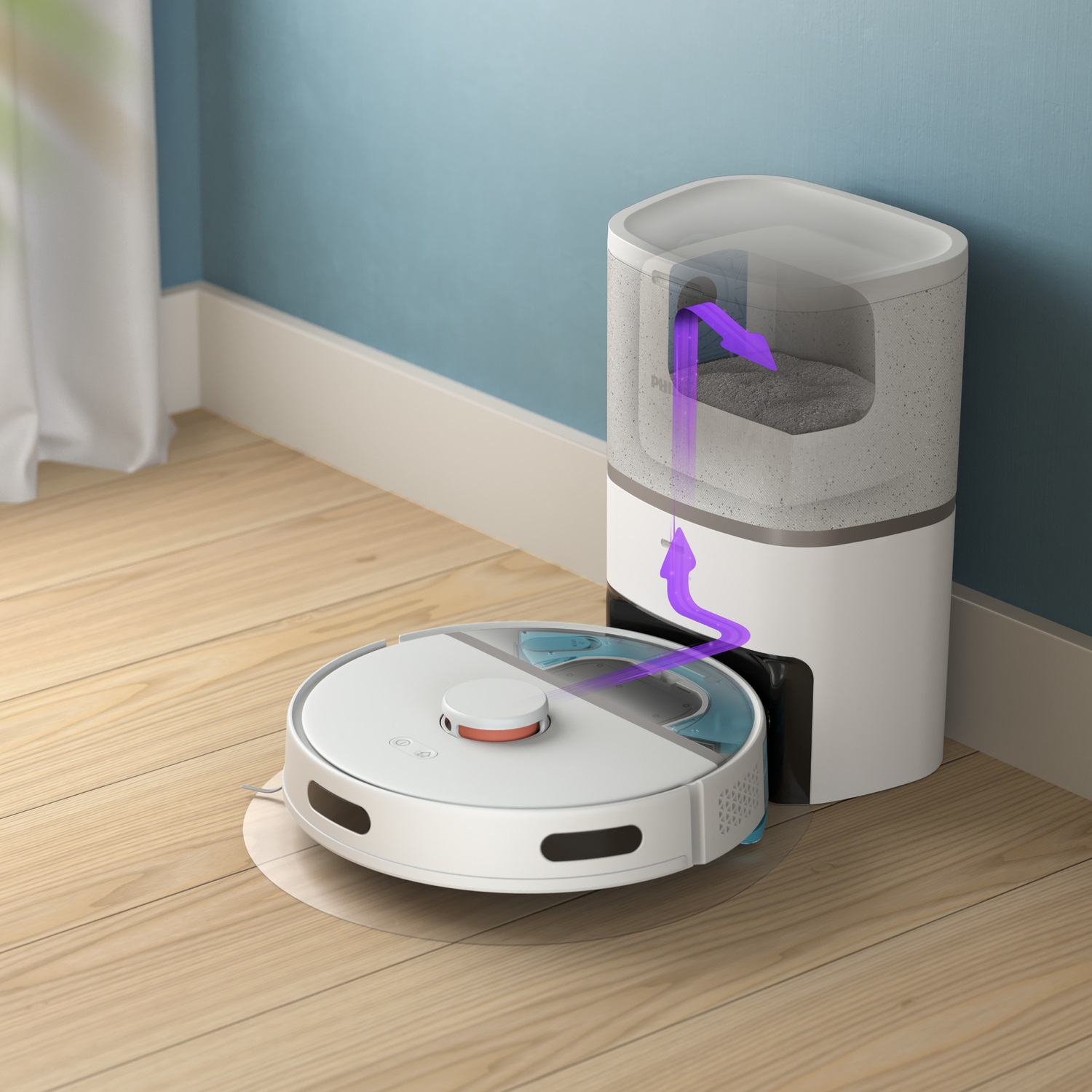 Philips 3000 Series HomeRun Aqua XU3110/02 Robot Aspirapolvere e Lavapavimenti con Stazione di Ricarica, Colore Grigio e Bianco, Capacità 0,35L, Autonomia 230 minuti