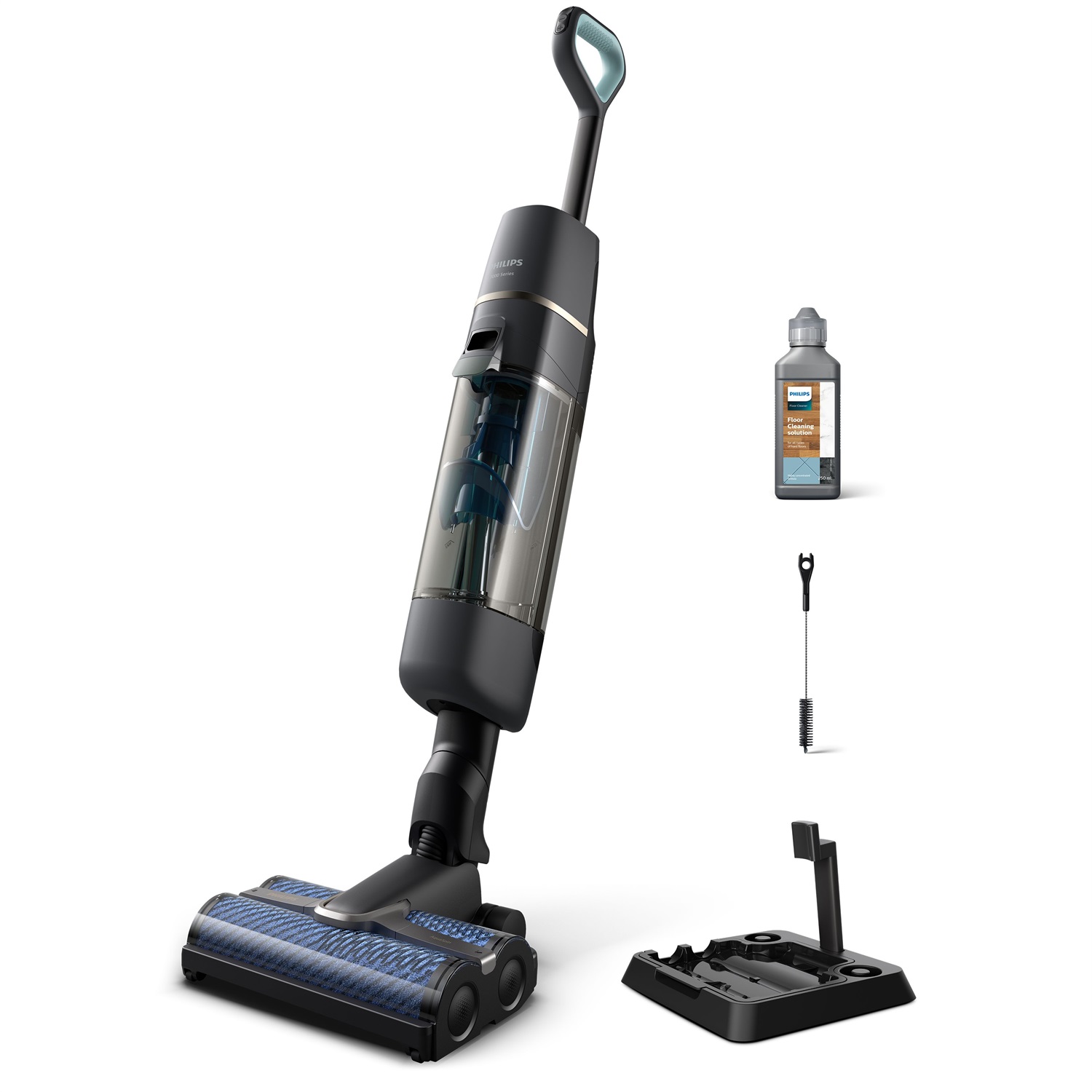 Philips AquaTrio 7000 Series XW7110/01 Lavapavimenti senza filo Wet & Dry - Aspirapolvere a bastone, Senza sacchetto, Colore Champagne/Grigio, Autopulizia Automatica, fino a 30 Min di Autonomia